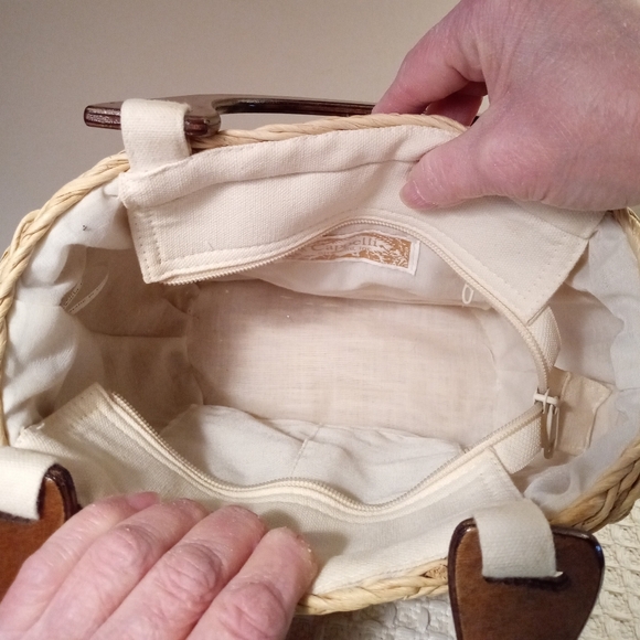 EUC Vintage Cappelli Straworld Natural Straw Purse With Embroidered Flowers - Picture 7 of 7